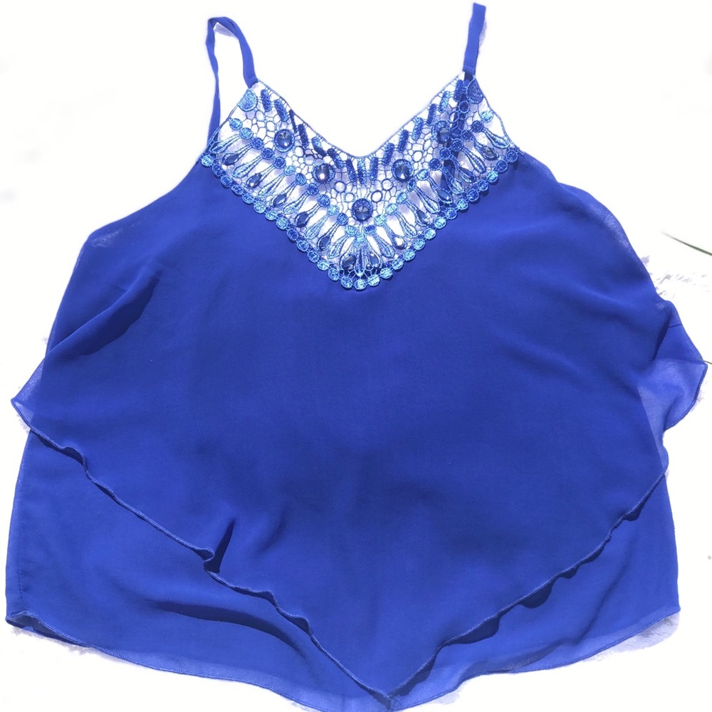 Royal blue spaghetti strap shirt by Gidani